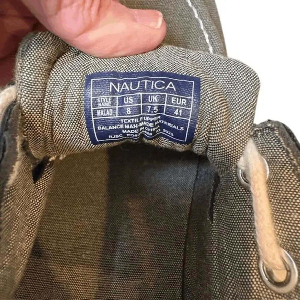 Nautica Spinnaker Boat Shoe Washed Burlap‎ Malad Dusty Olive Green 8
